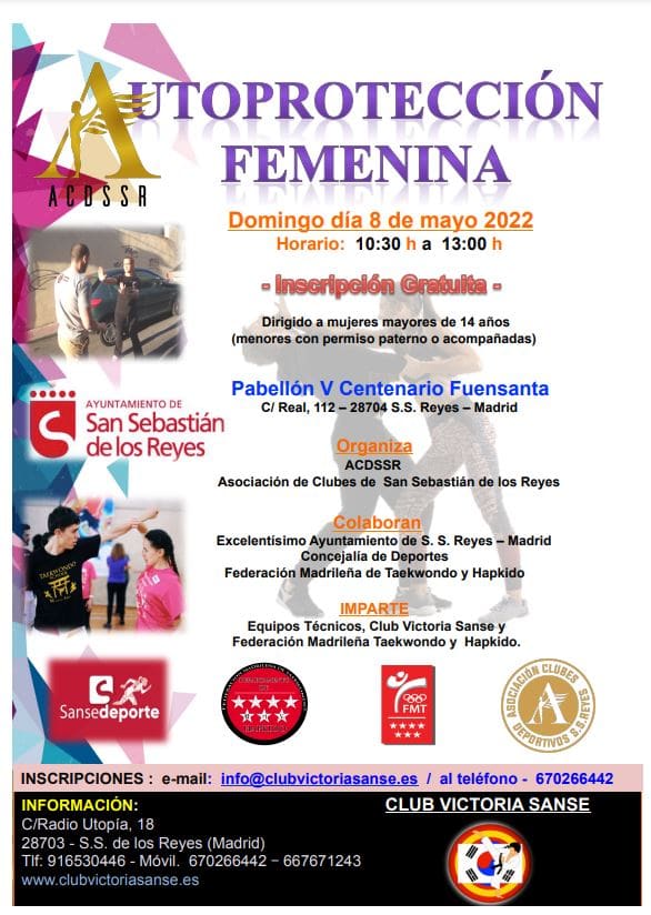 taller de autoprotección femenina san sebastián de los reyes deportes