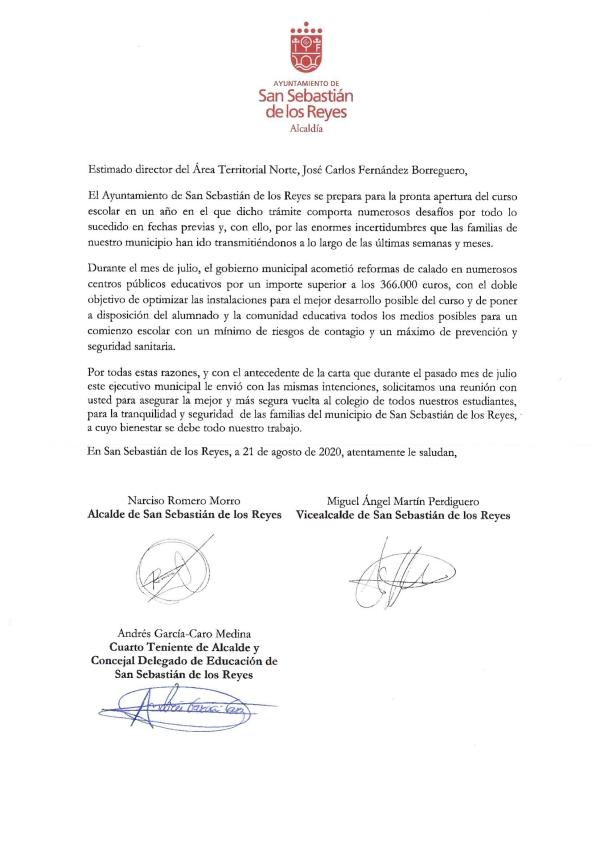 Imagen Sanse solicita a la Dirección del Área Territorial Norte una reunión para garantizar la máxima seguridad sanitaria en el inicio del curso