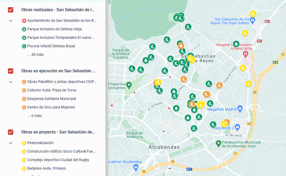 Mapa basado en Google Maps donde los vecinos podrán comprobar de forma instantánea los trabajos que se han realizado