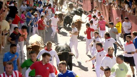 Imagen Un toro por delante y un cabestro impulsivo en el séptimo encierro de...
